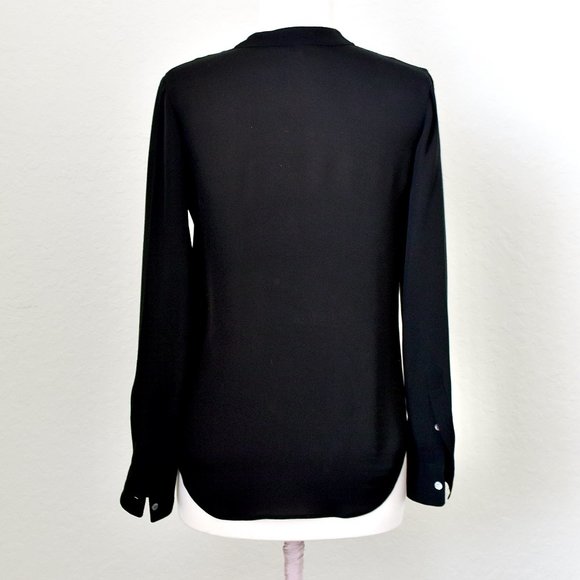 Theory Corbette Black 100% Silk Blouse Size P - Picture 8 of 16